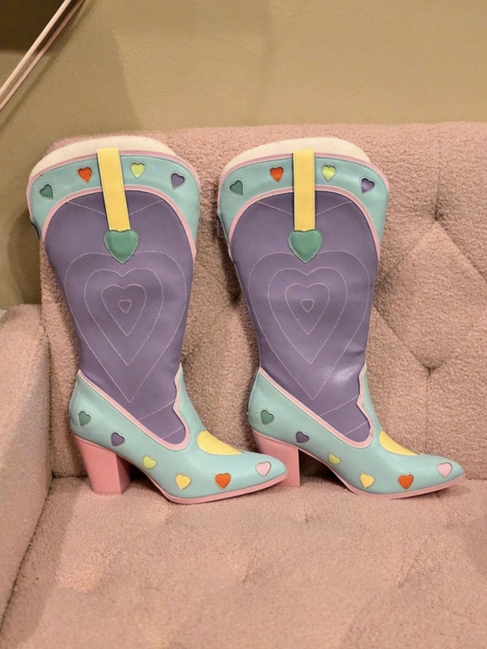 DOLLS KILL Y.R.U Pastel Heart Space Cowboy Boots